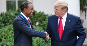Tiger Woods receives the Presidential Medal of Freedom from President Donald Trump