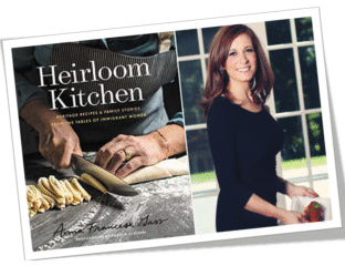 Cover of Heirloom Kitchen cookbook and author photo.