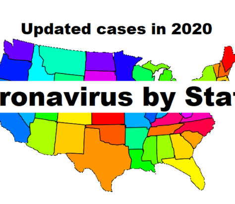 Map illustrating updated coronavirus cases by U.S. state in 2020.