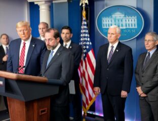 Officials speaking at a White House COVID-19 briefing.