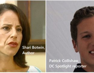 Two women shown in a split-screen interview format.