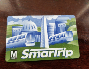 A SmarTrip card with a Washington, D.C. theme featuring landmarks.