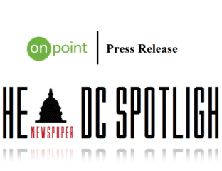 Logos of OnPoint, DC Spotlight, and DC Newspaper in a press release graphic.