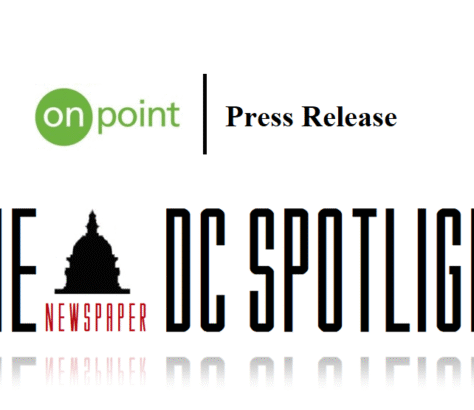 Logos of OnPoint, DC Spotlight, and DC Newspaper in a press release graphic.