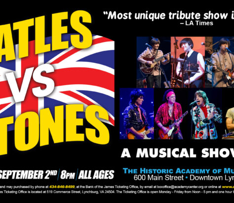 Promotional poster for The Beatles vs The Stones tribute musical show.