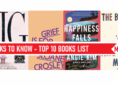 Collage of top 10 book covers highlighting grief, happiness, and self-discovery themes.