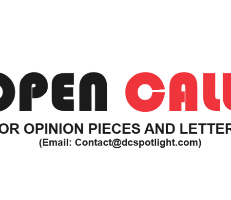 Logo for Open Call inviting opinion pieces and letters.