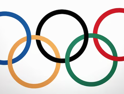 Olympic rings symbolizing global unity and the Olympic Games.